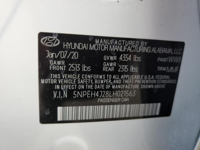 5NPEH4J28LH021563 - 2020 HYUNDAI SONATA LIMITED WHITE photo 12