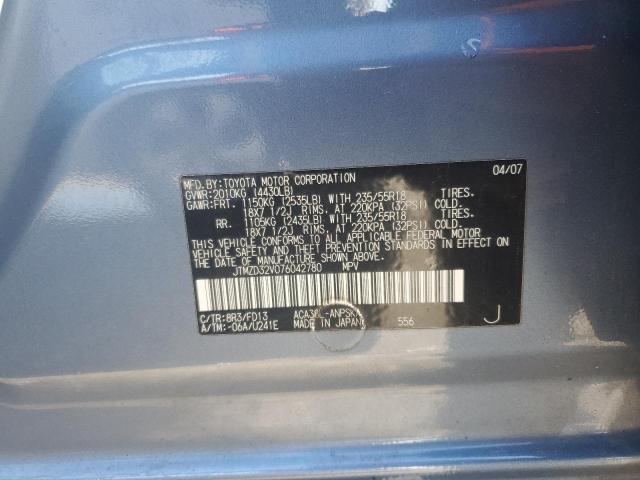 JTMZD32V076042780 - 2007 TOYOTA RAV4 SPORT BLUE photo 12