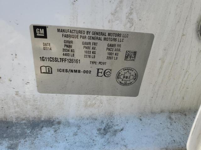 1G11C5SL7FF126161 - 2015 CHEVROLET MALIBU 1LT თეთრი ფოტო 12