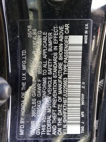 SHHFK7H97JU225663 - 2018 HONDA CIVIC SPOR BLACK photo 12