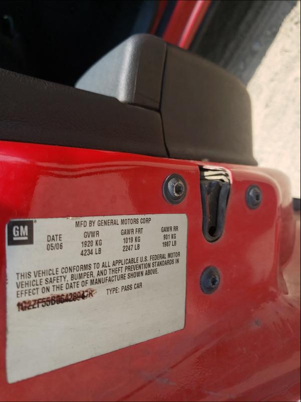 1G2ZG558264226707 - 2006 PONTIAC G6 SE1 RED photo 10