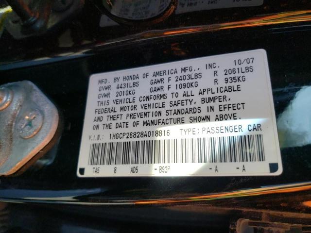 1HGCP26828A018816 - 2008 HONDA ACCORD EXL BLACK photo 12