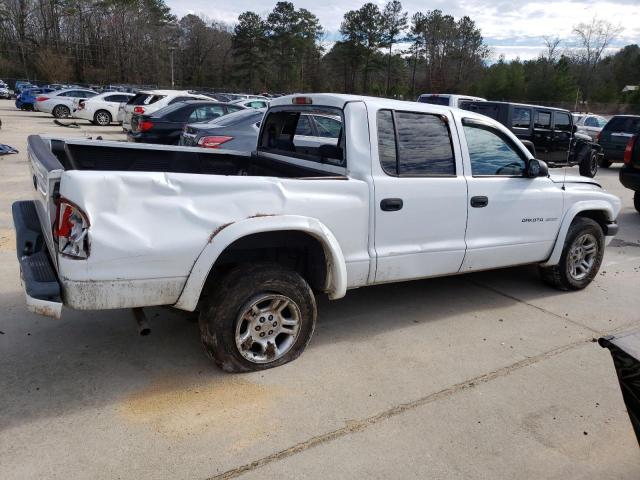 1B7HL38XX2S684012 - 2002 DODGE DAKOTA QUAD SPORT WHITE photo 3