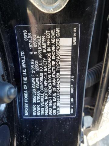 SHHFK7H54JU424358 - 2018 HONDA CIVIC EX BLACK photo 12