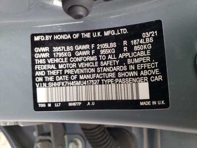 SHHFK7H45MU417527 - 2021 HONDA CIVIC SPORT 石墨色 照片 12