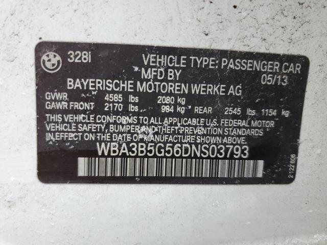 WBA3B5G56DNS03793 - 2013 BMW 328 XI SULEV WHITE photo 12