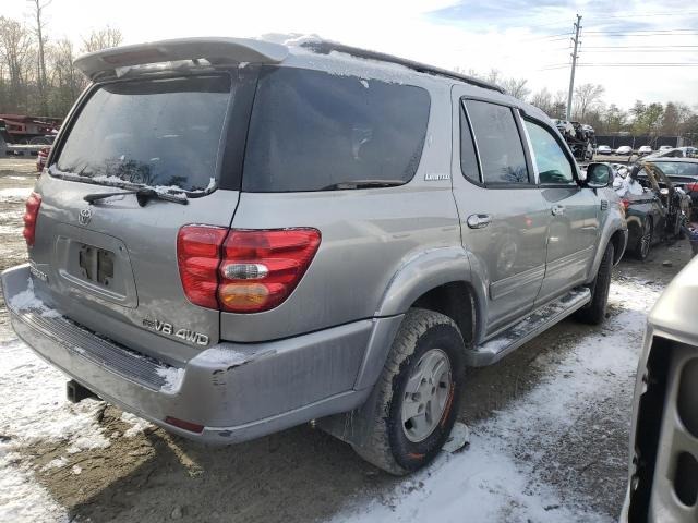5TDBT48A12S137470 - 2002 TOYOTA SEQUOIA LIMITED GRAY photo 3