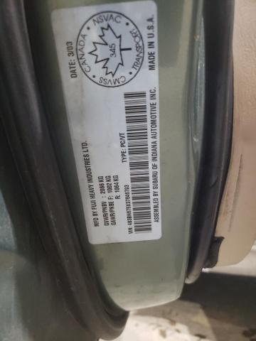 4S3BH675X37646793 - 2003 SUBARU LEGACY OUTBACK AWP 绿色 照片 12