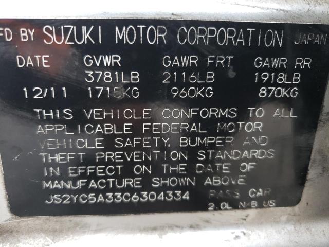 JS2YC5A33C6304334 - 2012 SUZUKI SX4 LE SILVER photo 13