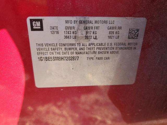 1G1BE5SM8H7202877 - 2017 CHEVROLET CRUZE LT RED photo 13