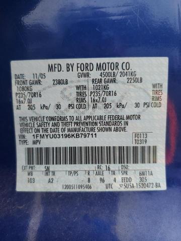 1FMYU03196KB79711 - 2006 FORD ESCAPE XLT BLUE photo 13