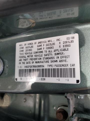 1HGCP26788A088554 - 2008 HONDA ACCORD EX GREEN photo 12