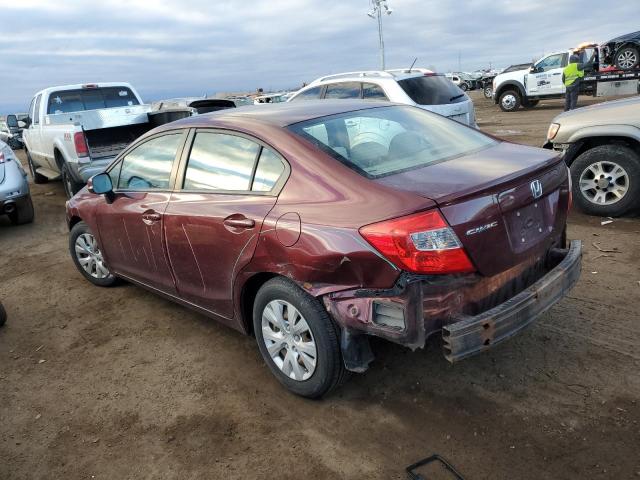 2HGFB2F5XCH531582 - 2012 HONDA CIVIC LX RED photo 2