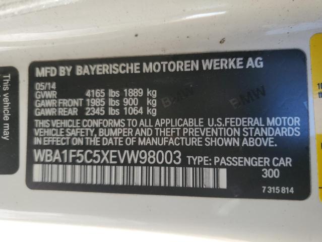 WBA1F5C5XEVW98003 - 2014 BMW 228 I WHITE photo 12