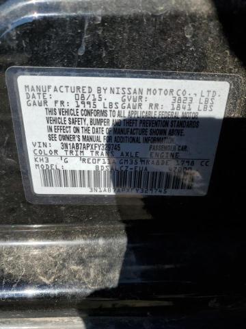 3N1AB7APXFY329745 - 2015 NISSAN SENTRA S BLACK photo 12