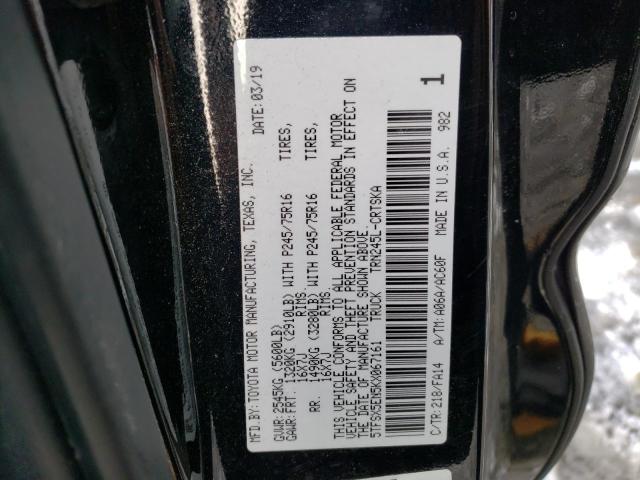 5TFSX5EN5KX067161 - 2019 TOYOTA TACOMA ACCESS CAB შავი ფოტო 12