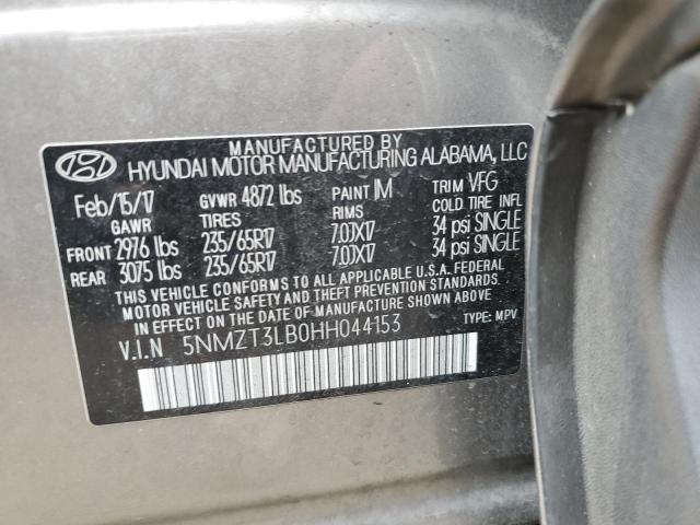 5NMZT3LB0HH044153 - 2017 HYUNDAI SANTA FE S GRAY photo 13