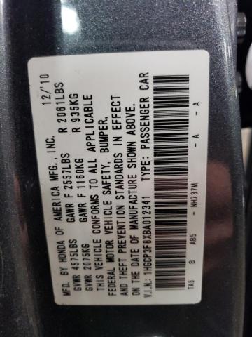 1HGCP3F8XBA012341 - 2011 HONDA ACCORD EXL GRAY photo 13