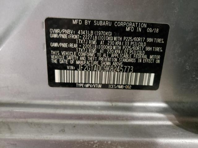 JF2GTADC9K8245773 - 2019 SUBARU CROSSTREK PREMIUM 银色 照片 12