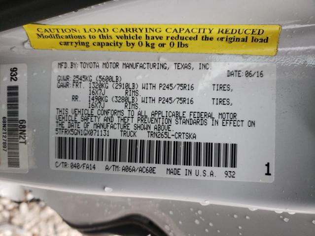 5TFRX5GN1GX071131 - 2016 TOYOTA TACOMA ACCESS CAB თეთრი ფოტო 12