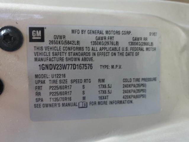 1GNDV23W77D167576 - 2007 CHEVROLET UPLANDER LS ბეჟი ფოტო 13