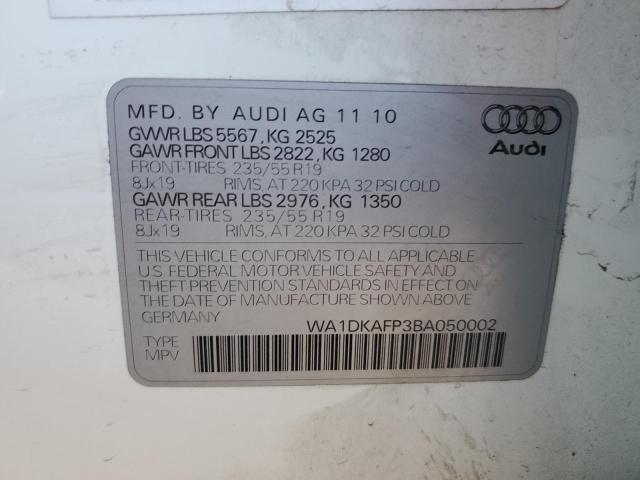 WA1DKAFP3BA050002 - 2011 AUDI Q5 PREMIUM PLUS WHITE photo 13