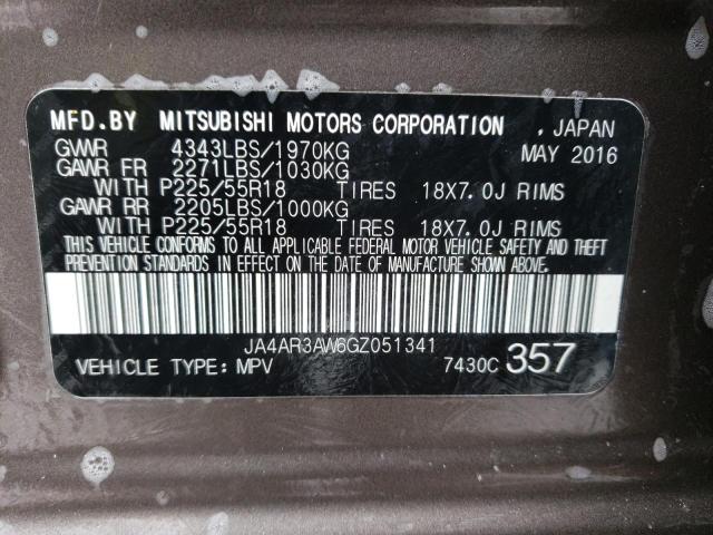 JA4AR3AW6GZ051341 - 2016 MITSUBISHI OUTLANDER ES BROWN photo 13