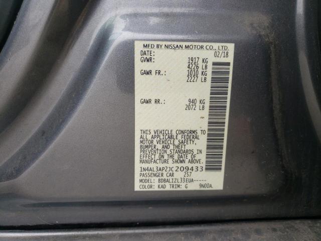 1N4AL3AP2JC209433 - 2018 NISSAN ALTIMA 2.5 GRAY photo 12