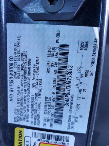 3FA6P0LU3HR253013 - 2017 FORD FUSION SE HYBRID CHARCOAL photo 12