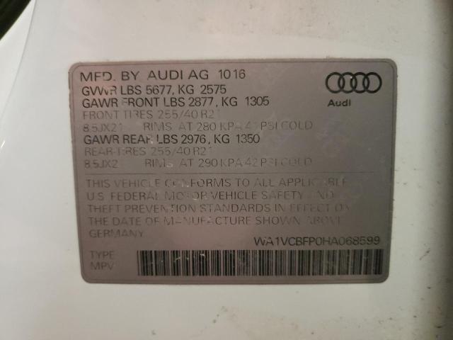 WA1VCBFP0HA068599 - 2017 AUDI SQ5 PRESTIGE WHITE photo 14