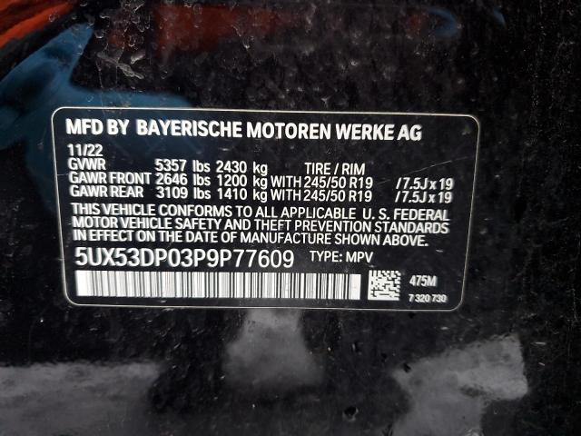 5UX53DP03P9P77609 - 2023 BMW X3 XDRIVE30I BLACK photo 13