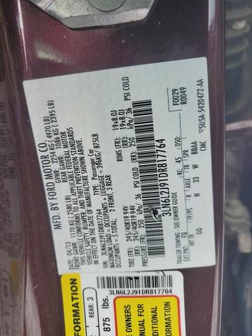 3LN6L2J91DR817764 - 2013 LINCOLN MKZ PURPLE photo 12