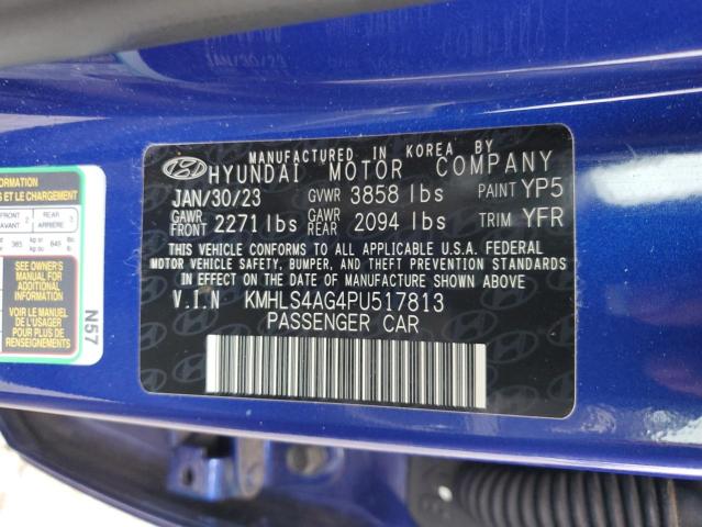 KMHLS4AG4PU517813 - 2023 HYUNDAI ELANTRA SEL BLUE photo 12