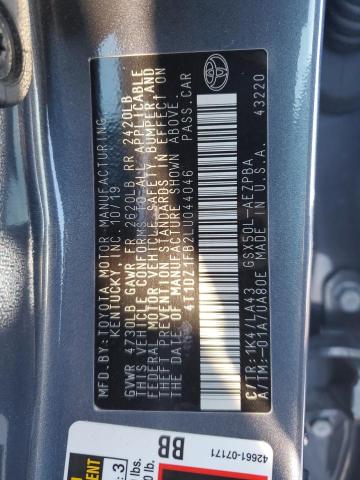 4T1DZ1FB2LU044046 - 2020 TOYOTA AVALON LIMITED GRAY photo 12