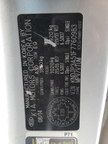 KNDJP3A51F7760983 - 2015 KIA SOUL + SILVER photo 12