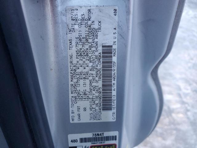 5TFUX4EN4DX023075 - 2013 TOYOTA TACOMA ACCESS CAB ვერცხლისფერი ფოტო 12