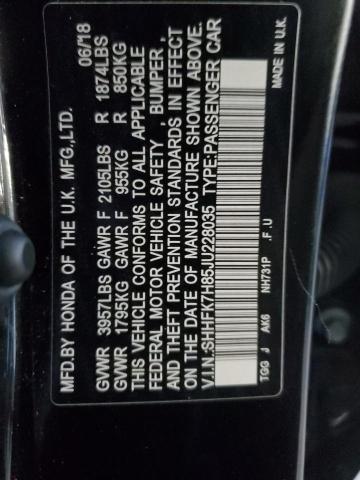 SHHFK7H85JU228035 - 2018 HONDA CIVIC EXL შავი ფოტო 12
