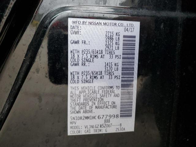 5N1DR2MM1HC677998 - 2017 NISSAN PATHFINDER S BLACK photo 14