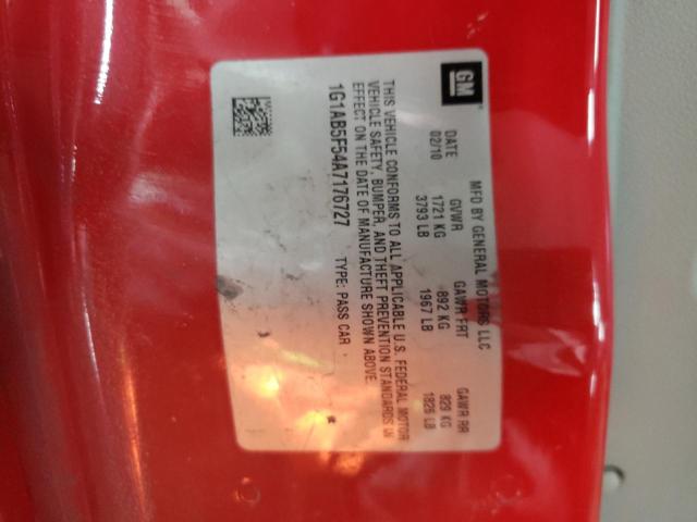 1G1AB5F54A7176727 - 2010 CHEVROLET COBALT LS RED photo 12