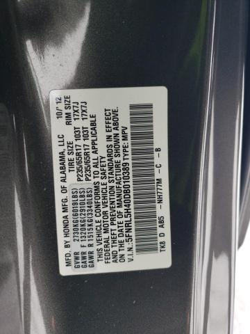 5FNRL5H40DB010389 - 2013 HONDA ODYSSEY EX GRAY photo 13