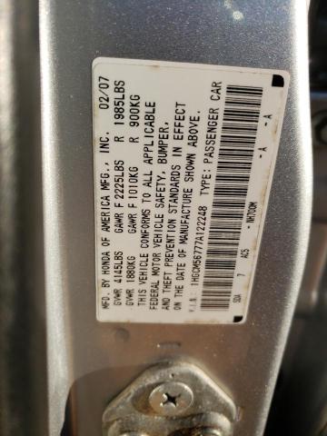 1HGCM56777A122248 - 2007 HONDA ACCORD EX SILVER photo 12