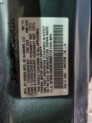 5FNRL5H69CB005112 - 2012 HONDA ODYSSEY EXL GRAY photo 13