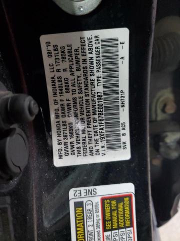 19XFA1F67BE001987 - 2011 HONDA CIVIC LX-S Սև լուսանկար 13