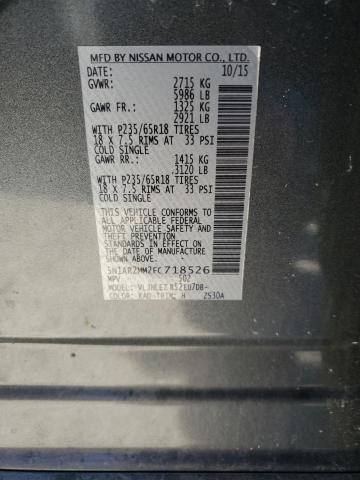 5N1AR2MM2FC718526 - 2015 NISSAN PATHFINDER S 灰色 照片 13