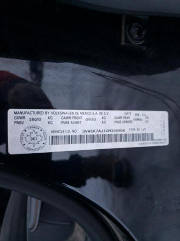 3VW1K7AJ1CM330906 - 2012 VOLKSWAGEN JETTA BASE BLACK photo 12
