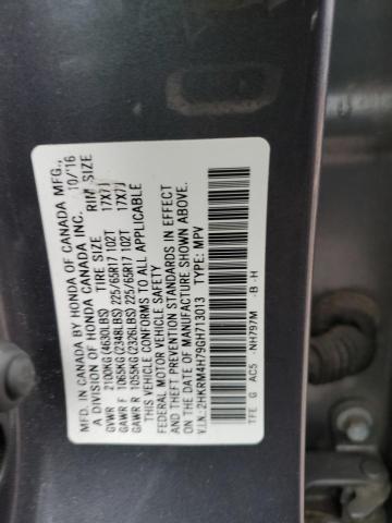 2HKRM4H79GH713013 - 2016 HONDA CR-V EXL GRAY photo 12