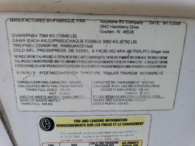 4YDF34023A4701021 - 2010 KEYSTONE MONTANA 白色 照片 10