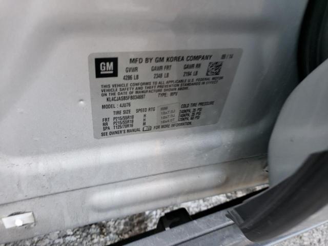 KL4CJASB5FB034697 - 2015 BUICK ENCORE SILVER photo 13