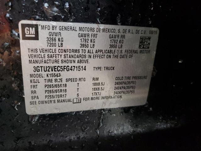 3GTU2VEC5FG471514 - 2015 GMC SIERRA K1500 SLT BLACK photo 12