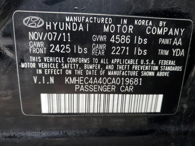 KMHEC4A40CA019681 - 2012 HYUNDAI SONATA HYBRID BLACK photo 12